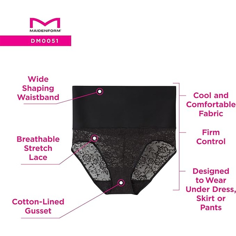 NWT New Maidenform Womens Small Lace Tummy Control Shapewear Brief Underwear