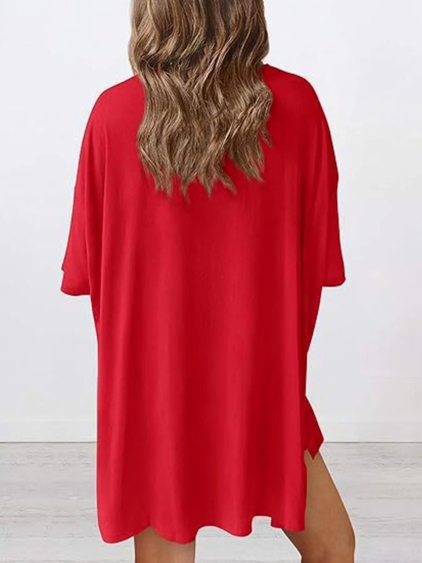Full Size Oversized Slit Round Neck Top and Shorts Lounge Set Plus Size