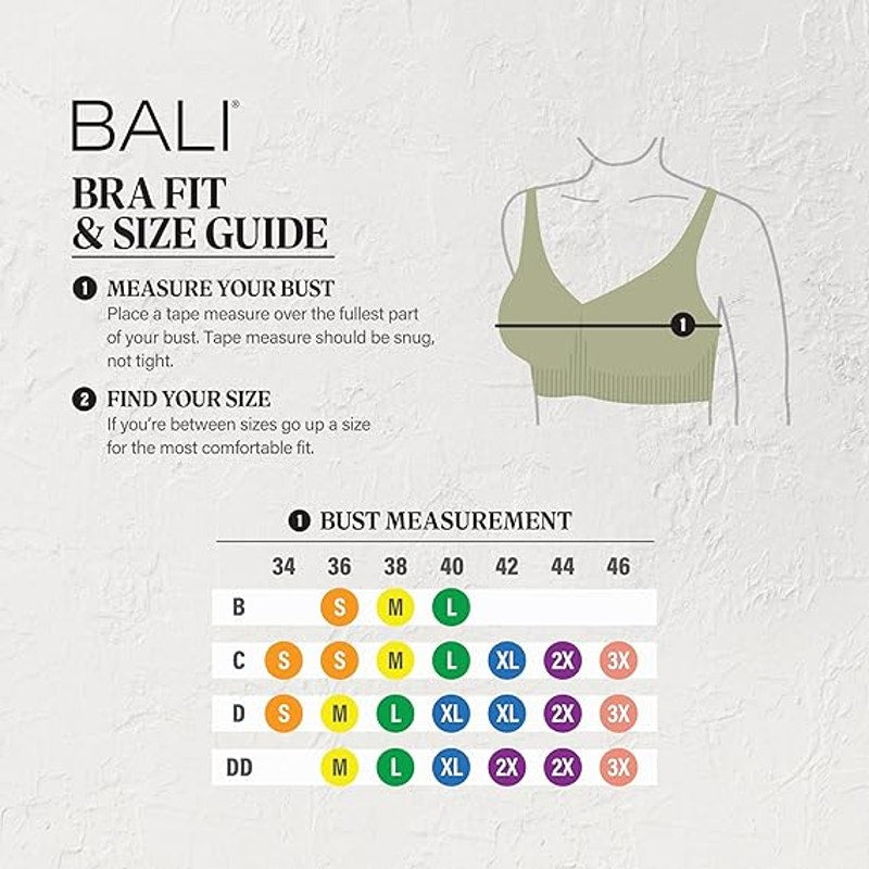 New Bali Women XL Tan Wireless Comfort Revolution Seamless Moisture Wicking Bra