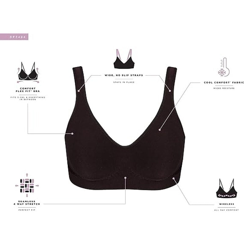 New Bali Women XL Tan Wireless Comfort Revolution Seamless Moisture Wicking Bra
