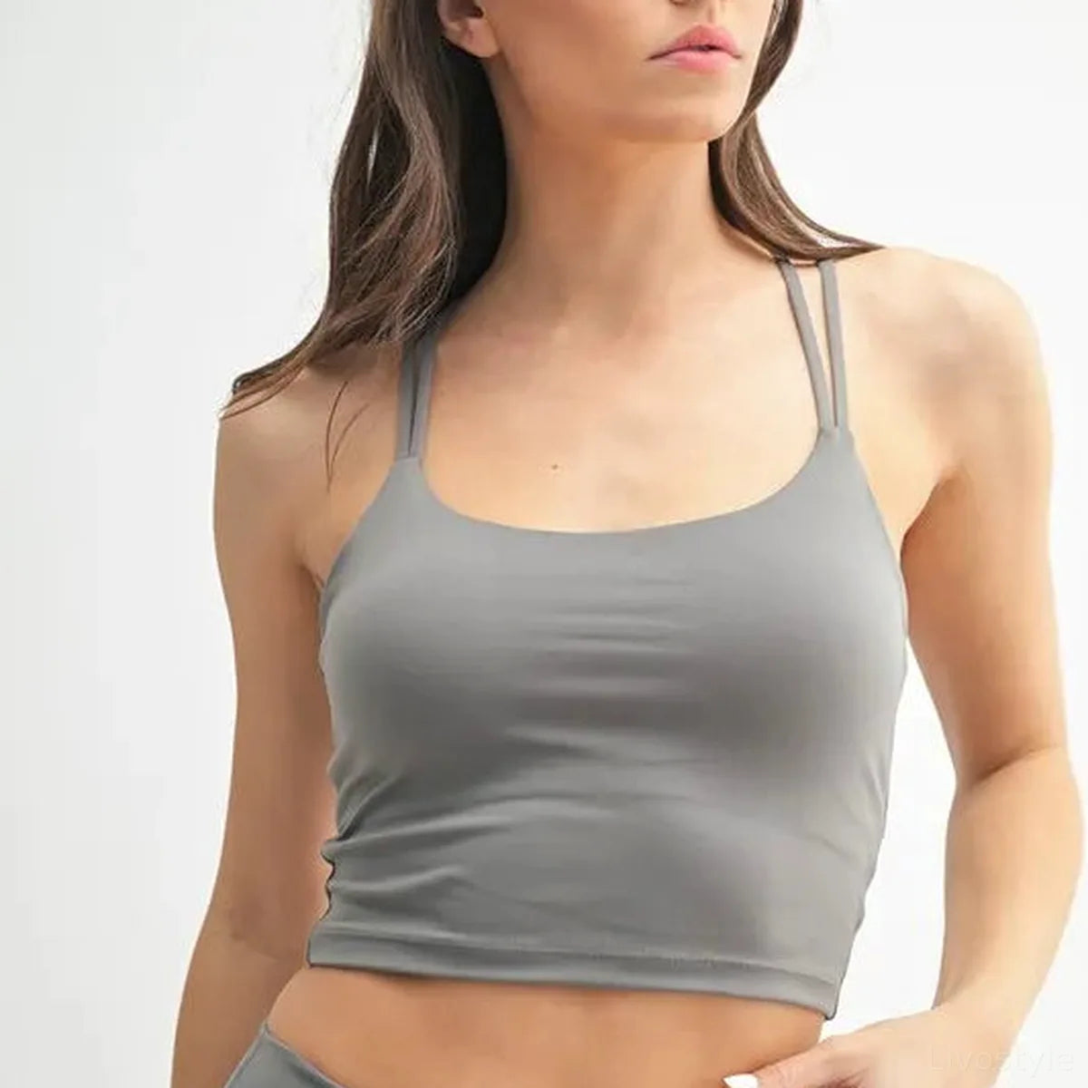 Venice Cloud Light Crisscross Sports Bra in NEW PEWTER