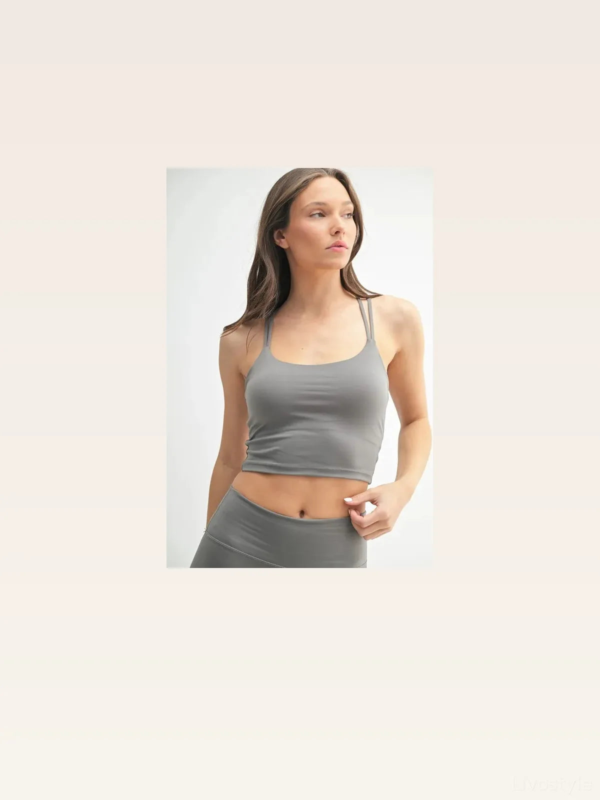 Venice Cloud Light Crisscross Sports Bra in NEW PEWTER