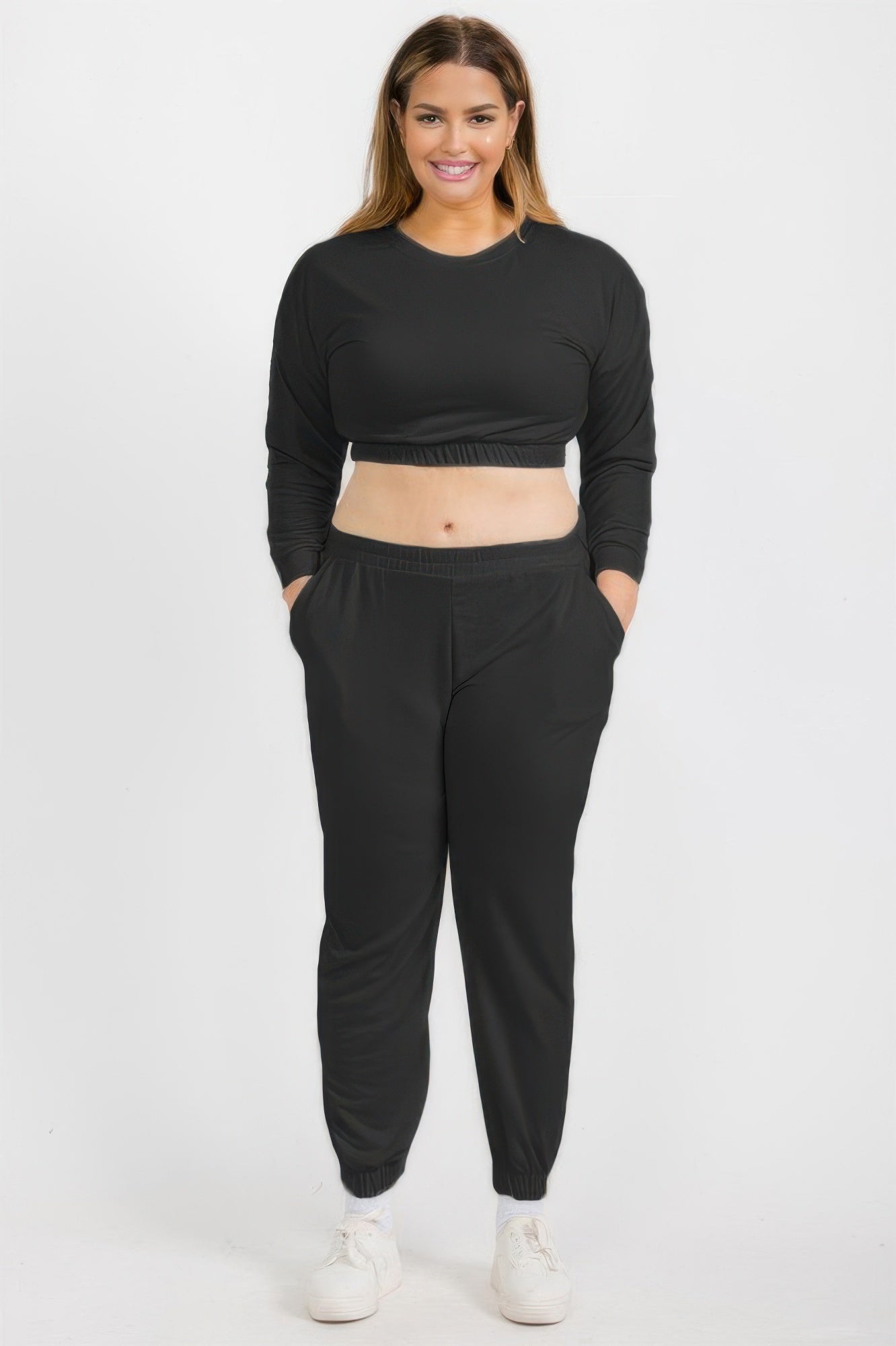 Plus Size French Terry Pullover & Joggers Set