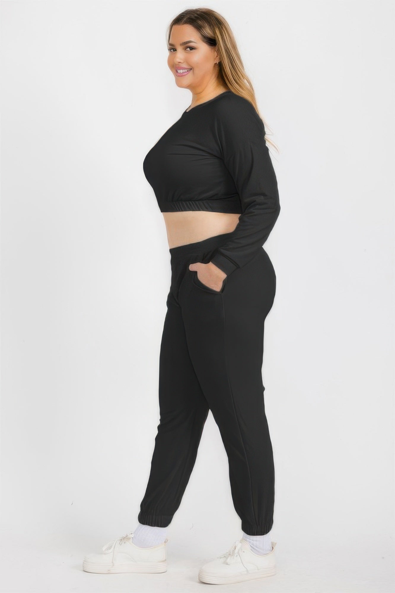 Plus Size French Terry Pullover & Joggers Set