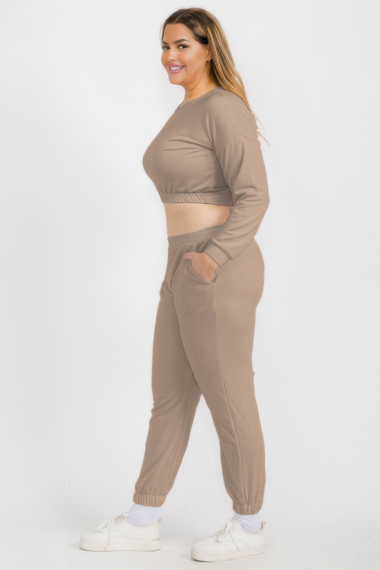 Plus Size French Terry Pullover & Joggers Set